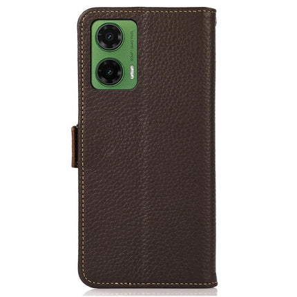 KHAZNEH For Motorola Moto G35 5G Phone Case Genuine Cow Leather Cover RFID Blocking