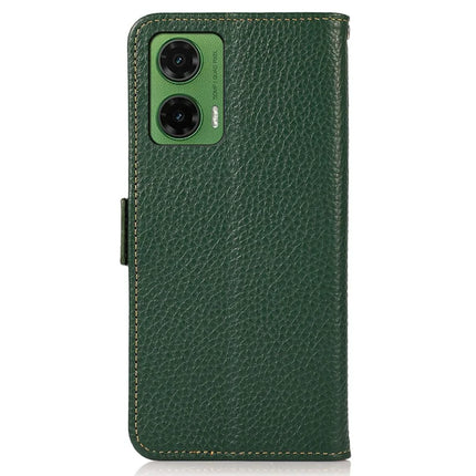 KHAZNEH For Motorola Moto G35 5G Phone Case Genuine Cow Leather Cover RFID Blocking