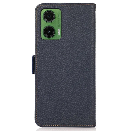 KHAZNEH For Motorola Moto G35 5G Phone Case Genuine Cow Leather Cover RFID Blocking