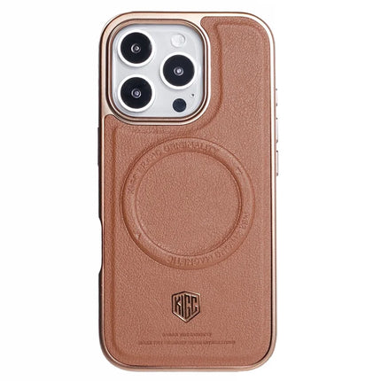 KIGC For iPhone 16 Pro Max Case Compatible with MagSafe PC+TPU+PU Electroplating Phone Cover