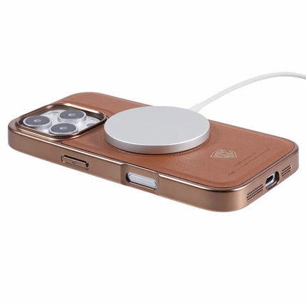 KIGC For iPhone 16 Pro Max Case Compatible with MagSafe PC+TPU+PU Electroplating Phone Cover