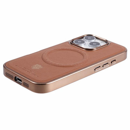 KIGC For iPhone 16 Pro Max Case Compatible with MagSafe PC+TPU+PU Electroplating Phone Cover
