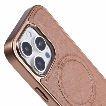 KIGC For iPhone 16 Pro Max Case Compatible with MagSafe PC+TPU+PU Electroplating Phone Cover