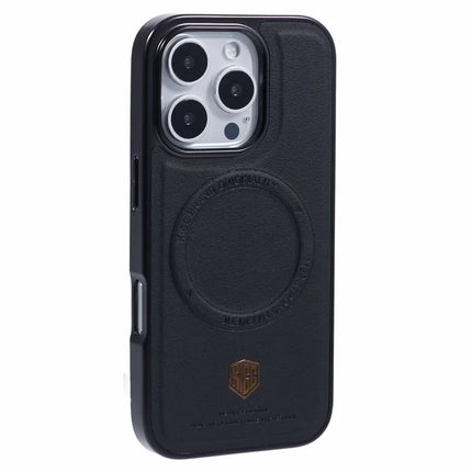 KIGC For iPhone 16 Pro Max Case Compatible with MagSafe PC+TPU+PU Electroplating Phone Cover - Black