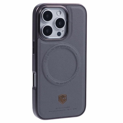 KIGC For iPhone 16 Pro Max Case Compatible with MagSafe PC+TPU+PU Electroplating Phone Cover - Grey