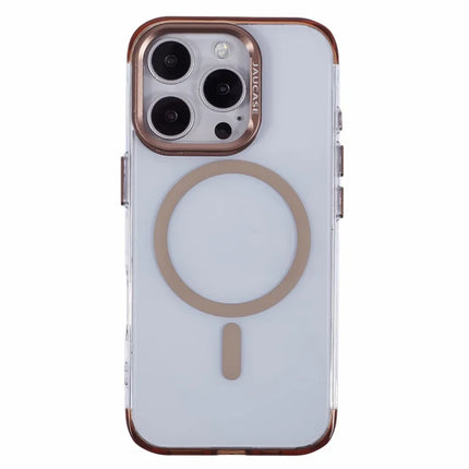 JAUCASE For iPhone 16 Pro Max Clear Case Compatible with MagSafe Lens Frame Kickstand PC+TPU Phone Cover