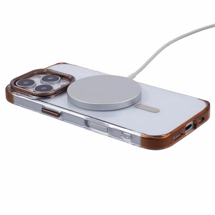 JAUCASE For iPhone 16 Pro Max Clear Case Compatible with MagSafe Lens Frame Kickstand PC+TPU Phone Cover