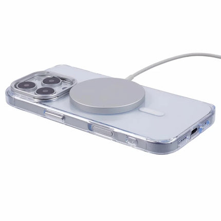 JAUCASE For iPhone 16 Pro Max Clear Case Compatible with MagSafe Lens Frame Kickstand PC+TPU Phone Cover