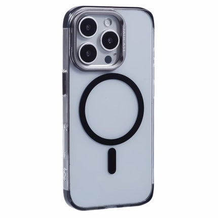 JAUCASE For iPhone 16 Pro Max Clear Case Compatible with MagSafe Lens Frame Kickstand PC+TPU Phone Cover - Black