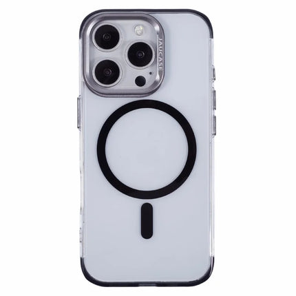 JAUCASE For iPhone 16 Pro Max Clear Case Compatible with MagSafe Lens Frame Kickstand PC+TPU Phone Cover