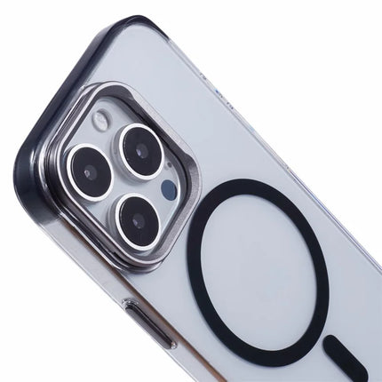 JAUCASE For iPhone 16 Pro Max Clear Case Compatible with MagSafe Lens Frame Kickstand PC+TPU Phone Cover
