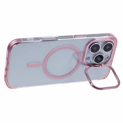 JAUCASE For iPhone 16 Pro Max Clear Case Compatible with MagSafe Lens Frame Kickstand PC+TPU Phone Cover