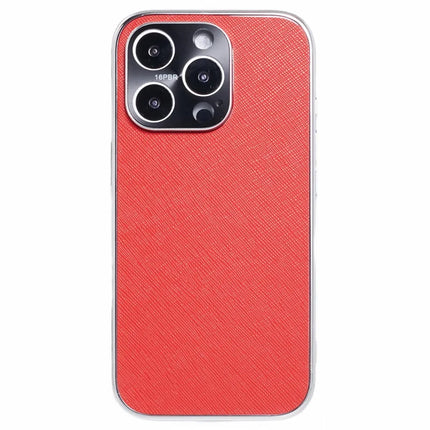 For iPhone 16 Pro Max Cover Cross Texture PU Leather Coated TPU Cell Phone Case
