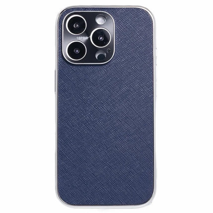 For iPhone 16 Pro Max Cover Cross Texture PU Leather Coated TPU Cell Phone Case