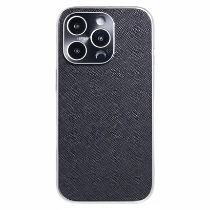 For iPhone 16 Pro Max Cover Cross Texture PU Leather Coated TPU Cell Phone Case
