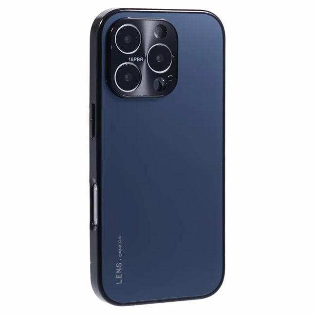 For iPhone 16 Pro Max Case Acrylic+TPU+Metal Anti-Scratch Phone Cover with Electroplating Frame - Black