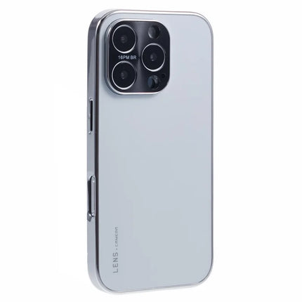 For iPhone 16 Pro Max Case Acrylic+TPU+Metal Anti-Scratch Phone Cover with Electroplating Frame - White