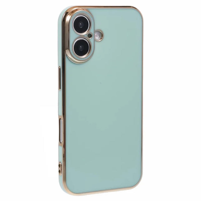 For iPhone 16 Plus Case TPU Slim Fit Shockproof Phone Cover 6D Electroplating - Cyan