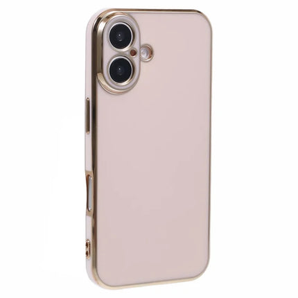 For iPhone 16 Plus Case TPU Slim Fit Shockproof Phone Cover 6D Electroplating - Pink