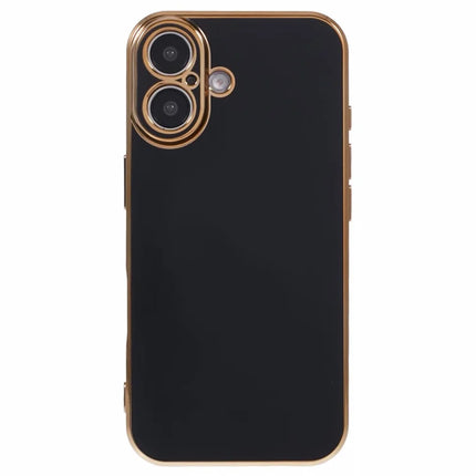 For iPhone 16 Plus Case TPU Slim Fit Shockproof Phone Cover 6D Electroplating