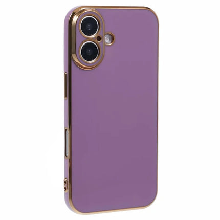 For iPhone 16 Plus Case TPU Slim Fit Shockproof Phone Cover 6D Electroplating - Purple
