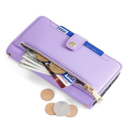 For OnePlus Nord CE4 Lite 5G / Oppo K12x 5G (China) Case PU Leather Crossbody Phone Cover with Zipper Pocket Wallet