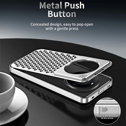 R-JUST RJ58 For Huawei Mate 60 Pro Case Auto Pop-Up Heat Dissipation Aromatherapy Aluminium Alloy Cover