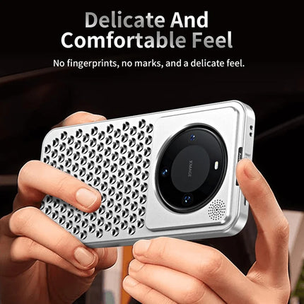 R-JUST RJ58 For Huawei Mate 60 Pro Case Auto Pop-Up Heat Dissipation Aromatherapy Aluminium Alloy Cover