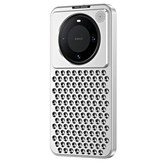 R-JUST RJ58 For Huawei Mate 60 Pro Case Auto Pop-Up Heat Dissipation Aromatherapy Aluminium Alloy Cover - Silver