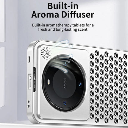 R-JUST RJ58 For Huawei Mate 60 Pro Case Auto Pop-Up Heat Dissipation Aromatherapy Aluminium Alloy Cover