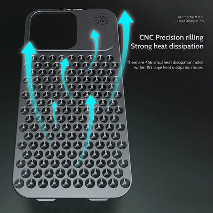 R-JUST RJ58 For iPhone 13 Pro Max Case Auto Pop-Up Heat Dissipation Aromatherapy Aluminium Alloy Cover