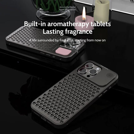R-JUST RJ58 For iPhone 13 Pro Max Case Auto Pop-Up Heat Dissipation Aromatherapy Aluminium Alloy Cover