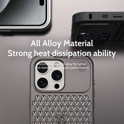 R-JUST RJ58 For iPhone 13 Pro Max Case Auto Pop-Up Heat Dissipation Aromatherapy Aluminium Alloy Cover