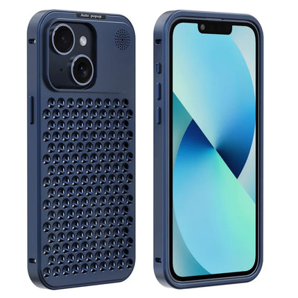 R-JUST RJ58 For iPhone 13 Case Auto Pop-Up Heat Dissipation Aromatherapy Aluminium Alloy Cover - Blue