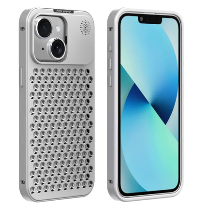 R-JUST RJ58 For iPhone 13 Case Auto Pop-Up Heat Dissipation Aromatherapy Aluminium Alloy Cover - Silver