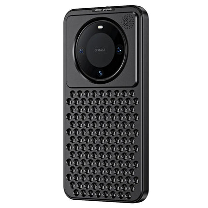 R-JUST RJ58 For Huawei Mate 60 Case Auto Pop-Up Heat Dissipation Aromatherapy Aluminium Alloy Cover - Black