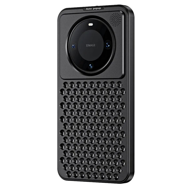R-JUST RJ58 For Huawei Mate 60 Case Auto Pop-Up Heat Dissipation Aromatherapy Aluminium Alloy Cover - Black