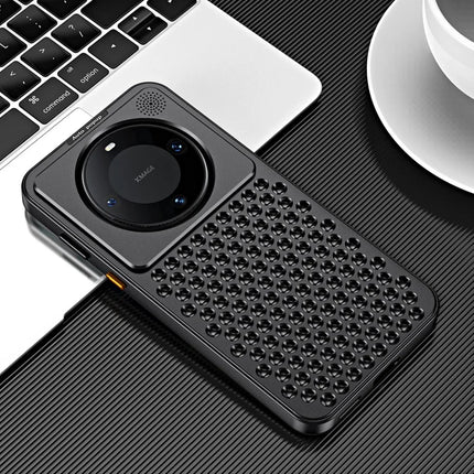 R-JUST RJ58 For Huawei Mate 60 Case Auto Pop-Up Heat Dissipation Aromatherapy Aluminium Alloy Cover