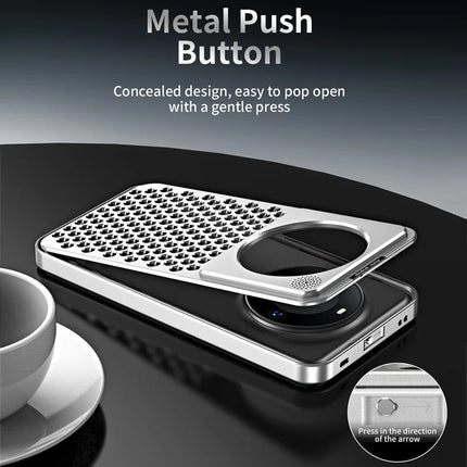 R-JUST RJ58 For Huawei Mate 60 Case Auto Pop-Up Heat Dissipation Aromatherapy Aluminium Alloy Cover