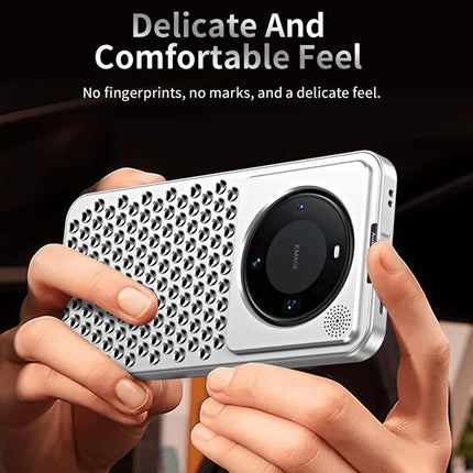 R-JUST RJ58 For Huawei Mate 60 Case Auto Pop-Up Heat Dissipation Aromatherapy Aluminium Alloy Cover