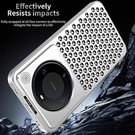 R-JUST RJ58 For Huawei Mate 60 Case Auto Pop-Up Heat Dissipation Aromatherapy Aluminium Alloy Cover
