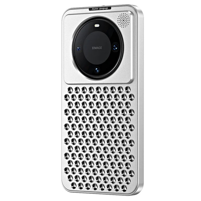 R-JUST RJ58 For Huawei Mate 60 Case Auto Pop-Up Heat Dissipation Aromatherapy Aluminium Alloy Cover - Silver