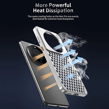 R-JUST RJ58 For Huawei Mate 60 Case Auto Pop-Up Heat Dissipation Aromatherapy Aluminium Alloy Cover