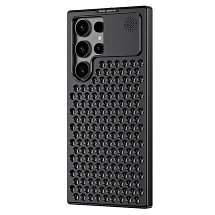 R-JUST RJ58 For Samsung Galaxy S22 Ultra 5G Case Auto Pop-Up Heat Dissipation Aromatherapy Aluminium Alloy Cover - Black