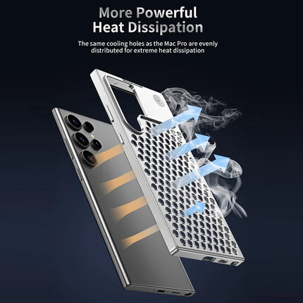 R-JUST RJ58 For Samsung Galaxy S22 Ultra 5G Case Auto Pop-Up Heat Dissipation Aromatherapy Aluminium Alloy Cover