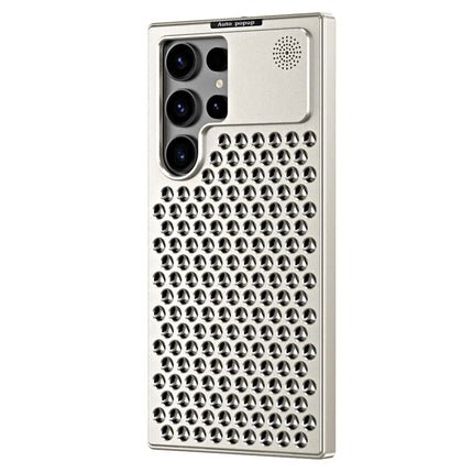 R-JUST RJ58 For Samsung Galaxy S22 Ultra 5G Case Auto Pop-Up Heat Dissipation Aromatherapy Aluminium Alloy Cover - Gold