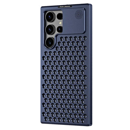 R-JUST RJ58 For Samsung Galaxy S22 Ultra 5G Case Auto Pop-Up Heat Dissipation Aromatherapy Aluminium Alloy Cover - Blue