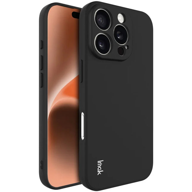 IMAK UC-4 Series for iPhone 16 Pro TPU Case Soft Phone Cover Straight Edge - Black