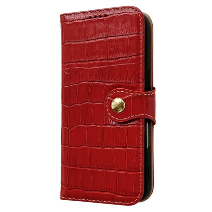 For iPhone 16 Pro Max Case Crocodile Texture Genuine Cow Leather Wallet Phone Cover