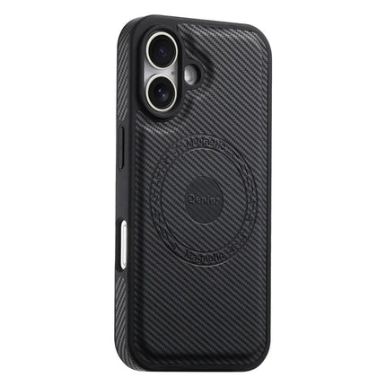 DENIOR For iPhone 16 Plus Case Compatible with MagSafe Carbon Fiber Texture Leather Back Cover